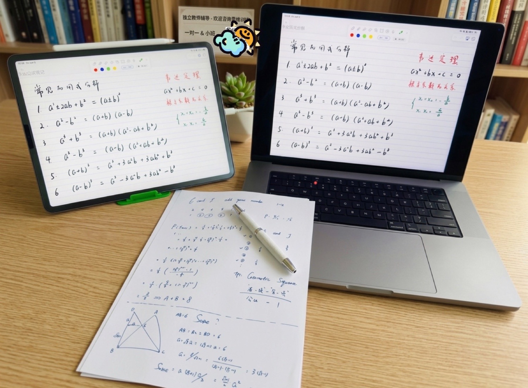 浙大Harry老师的数学讲义、平板和线上授课设备